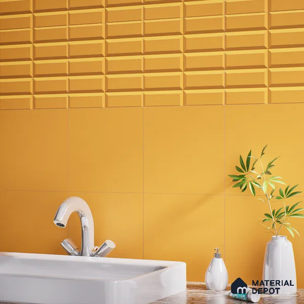 Faux Subway Wall Tile TL 04920 N Estilo Retro Brick Orange Ornato 1 ft x 1 ft Ceramic Matte Finish - 9 mm | Suitable for Highlighter Walls, Foyer, Bathroom, Kitchen Wall & Backsplashes | Please Expect a Slight Variation of Pattern (Sample)