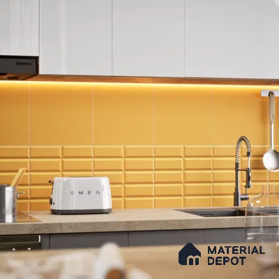 Faux Subway Wall Tile TL 04920 N Estilo Retro Brick Orange Ornato 1 ft x 1 ft Ceramic Matte Finish - 9 mm | Suitable for Highlighter Walls, Foyer, Bathroom, Kitchen Wall & Backsplashes | Please Expect a Slight Variation of Pattern (Sample)