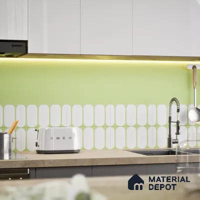 Faux Subway Wall Tile TL 04920 O Estilo Retro Capsule 1 Olive Green 1 ft x 1 ft Ceramic Matte Finish - 9 mm | Suitable for Highlighter Walls, Foyer, Bathroom, Kitchen Wall & Backsplashes | Please Expect a Slight Variation of Pattern (Sample)