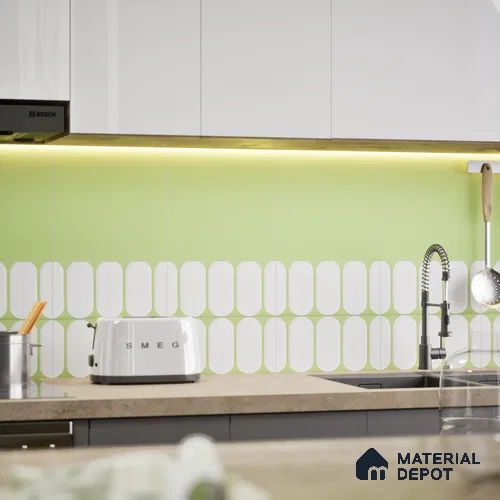Faux Subway Wall Tile TL 04920 O Estilo Retro Capsule 1 Olive Green 1 ft x 1 ft Ceramic Matte Finish - 9 mm | Suitable for Highlighter Walls, Foyer, Bathroom, Kitchen Wall & Backsplashes | Please Expect a Slight Variation of Pattern