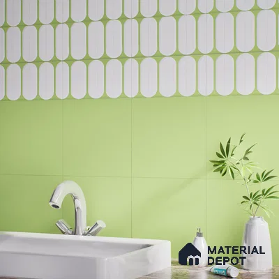 Plain Pastel Wall & Floor Tile TL 04920 P Estilo Retro Plain Olive Green 1 ft x 1 ft Ceramic Matte Finish - 9 mm | Suitable for Living Room, Dining, Bedroom, Foyer, Patio (Sample)