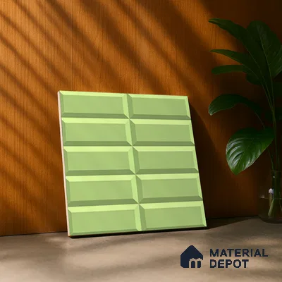 Faux Subway Wall Tile TL 04920 R Estilo Retro Brick Olive Green 1 ft x 1 ft Ceramic Matte Finish - 9 mm | Suitable for Highlighter Walls, Foyer, Bathroom, Kitchen Wall & Backsplashes | Please Expect a Slight Variation of Pattern (Sample)