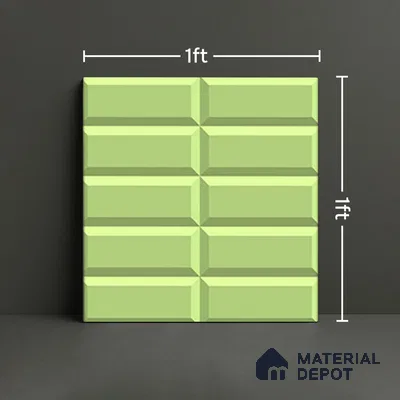 Faux Subway Wall Tile TL 04920 R Estilo Retro Brick Olive Green 1 ft x 1 ft Ceramic Matte Finish - 9 mm | Suitable for Highlighter Walls, Foyer, Bathroom, Kitchen Wall & Backsplashes | Please Expect a Slight Variation of Pattern (Sample)