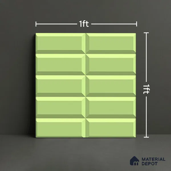 Faux Subway Wall Tile TL 04920 R Estilo Retro Brick Olive Green 1 ft x 1 ft Ceramic Matte Finish - 9 mm | Suitable for Highlighter Walls, Foyer, Bathroom, Kitchen Wall & Backsplashes | Please Expect a Slight Variation of Pattern (Sample)