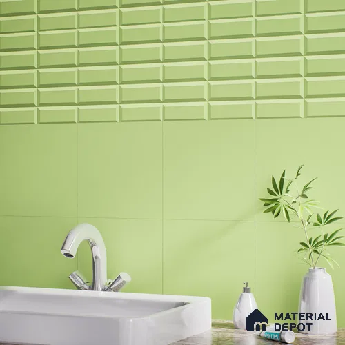 Faux Subway Wall Tile TL 04920 R Estilo Retro Brick Olive Green 1 ft x 1 ft Ceramic Matte Finish - 9 mm | Suitable for Highlighter Walls, Foyer, Bathroom, Kitchen Wall & Backsplashes | Please Expect a Slight Variation of Pattern