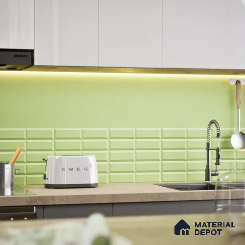 Faux Subway Wall Tile TL 04920 R Estilo Retro Brick Olive Green 1 ft x 1 ft Ceramic Matte Finish - 9 mm | Suitable for Highlighter Walls, Foyer, Bathroom, Kitchen Wall & Backsplashes | Please Expect a Slight Variation of Pattern