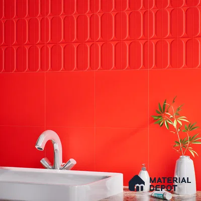 Faux Subway Wall Tile TL 04920 T Estilo Retro Capsule 1 Selenium Red 1 ft x 1 ft Ceramic Matte Finish - 9 mm | Suitable for Highlighter Walls, Foyer, Bathroom, Kitchen Wall & Backsplashes | Please Expect a Slight Variation of Pattern (Sample)