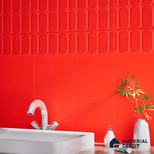 Faux Subway Wall Tile TL 04920 T Estilo Retro Capsule 1 Selenium Red 1 ft x 1 ft Ceramic Matte Finish - 9 mm | Suitable for Highlighter Walls, Foyer, Bathroom, Kitchen Wall & Backsplashes | Please Expect a Slight Variation of Pattern