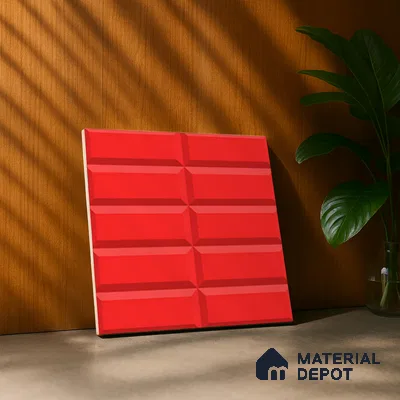 Faux Subway Wall Tile TL 04920 U Estilo Retro Brick Selenium Red 1 ft x 1 ft Ceramic Matte Finish - 9 mm | Suitable for Highlighter Walls, Foyer, Bathroom, Kitchen Wall & Backsplashes | Please Expect a Slight Variation of Pattern (Sample)