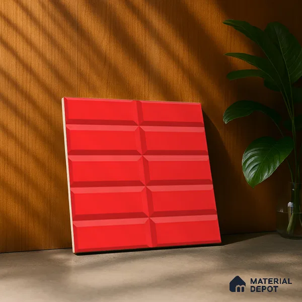 Faux Subway Wall Tile TL 04920 U Estilo Retro Brick Selenium Red 1 ft x 1 ft Ceramic Matte Finish - 9 mm | Suitable for Highlighter Walls, Foyer, Bathroom, Kitchen Wall & Backsplashes | Please Expect a Slight Variation of Pattern (Sample)