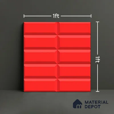 Faux Subway Wall Tile TL 04920 U Estilo Retro Brick Selenium Red 1 ft x 1 ft Ceramic Matte Finish - 9 mm | Suitable for Highlighter Walls, Foyer, Bathroom, Kitchen Wall & Backsplashes | Please Expect a Slight Variation of Pattern (Sample)