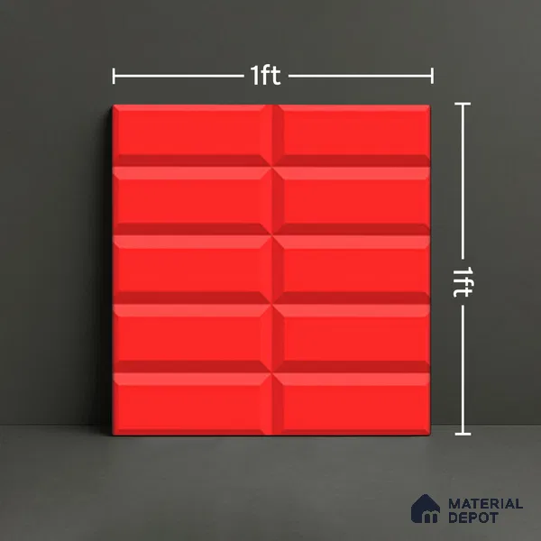 Faux Subway Wall Tile TL 04920 U Estilo Retro Brick Selenium Red 1 ft x 1 ft Ceramic Matte Finish - 9 mm | Suitable for Highlighter Walls, Foyer, Bathroom, Kitchen Wall & Backsplashes | Please Expect a Slight Variation of Pattern (Sample)