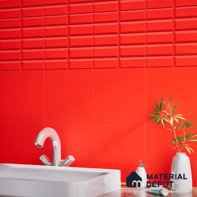 Faux Subway Wall Tile TL 04920 U Estilo Retro Brick Selenium Red 1 ft x 1 ft Ceramic Matte Finish - 9 mm | Suitable for Highlighter Walls, Foyer, Bathroom, Kitchen Wall & Backsplashes | Please Expect a Slight Variation of Pattern (Sample)