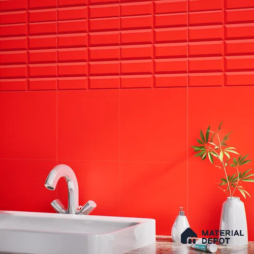 Faux Subway Wall Tile TL 04920 U Estilo Retro Brick Selenium Red 1 ft x 1 ft Ceramic Matte Finish - 9 mm | Suitable for Highlighter Walls, Foyer, Bathroom, Kitchen Wall & Backsplashes | Please Expect a Slight Variation of Pattern