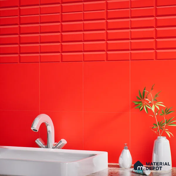 Faux Subway Wall Tile TL 04920 U Estilo Retro Brick Selenium Red 1 ft x 1 ft Ceramic Matte Finish - 9 mm | Suitable for Highlighter Walls, Foyer, Bathroom, Kitchen Wall & Backsplashes | Please Expect a Slight Variation of Pattern (Sample)