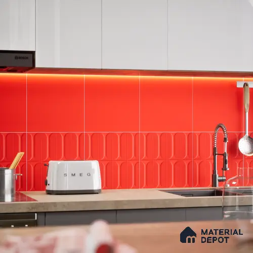Faux Subway Wall Tile TL 04920 U Estilo Retro Brick Selenium Red 1 ft x 1 ft Ceramic Matte Finish - 9 mm | Suitable for Highlighter Walls, Foyer, Bathroom, Kitchen Wall & Backsplashes | Please Expect a Slight Variation of Pattern