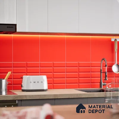 Plain Pastel Wall & Floor Tile TL 04920 V Estilo Retro Plain Selenium Red 1 ft x 1 ft Ceramic Matte Finish - 9 mm | Suitable for Living Room, Dining, Bedroom, Foyer, Patio