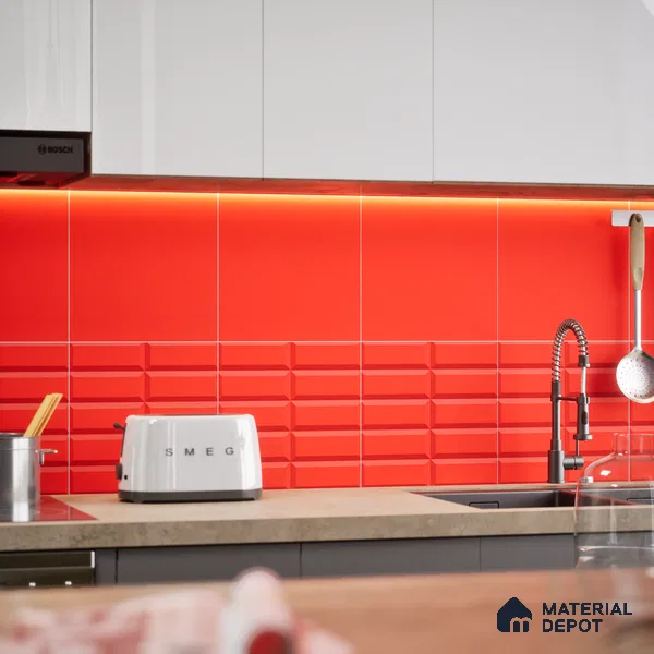 Plain Pastel Wall & Floor Tile TL 04920 V Estilo Retro Plain Selenium Red 1 ft x 1 ft Ceramic Matte Finish - 9 mm | Suitable for Living Room, Dining, Bedroom, Foyer, Patio