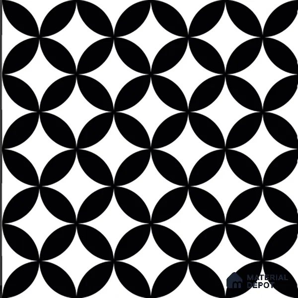 Moroccan Wall & Floor Tile TL 01444 Snow Monochrome 2 ft x 2 ft Matte Finish Vitrified Tile - 9 mm | Suitable For Balcony, Bathroom, Foyer | Please Expect a Slight Variation of Pattern