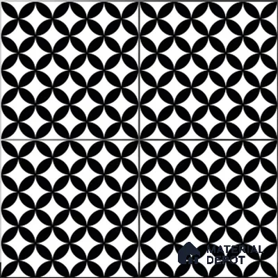 Moroccan Wall & Floor Tile TL 01444 Snow Monochrome 2 ft x 2 ft Matte Finish Vitrified Tile - 9 mm | Suitable For Balcony, Bathroom, Foyer | Please Expect a Slight Variation of Pattern