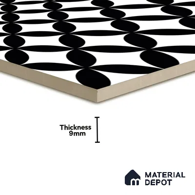 Moroccan Wall & Floor Tile TL 01444 Snow Monochrome 2 ft x 2 ft Matte Finish Vitrified Tile - 9 mm | Suitable For Balcony, Bathroom, Foyer | Please Expect a Slight Variation of Pattern