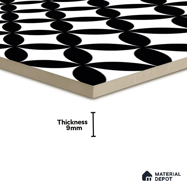 Moroccan Wall & Floor Tile TL 01444 Snow Monochrome 2 ft x 2 ft Matte Finish Vitrified Tile - 9 mm | Suitable For Balcony, Bathroom, Foyer | Please Expect a Slight Variation of Pattern