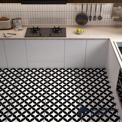Moroccan Wall & Floor Tile TL 01444 Snow Monochrome 2 ft x 2 ft Matte Finish Vitrified Tile - 9 mm | Suitable For Balcony, Bathroom, Foyer | Please Expect a Slight Variation of Pattern