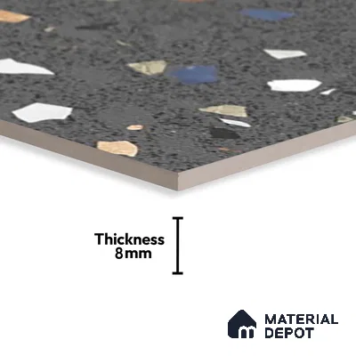 Terrazzo Wall Tile TL 06544 Mosaic Stone Black HL 2 ft x 1 ft Ceramic Matte Finish - 8 mm | Suitable for Living Room, Kitchen & Bathroom (Sample)