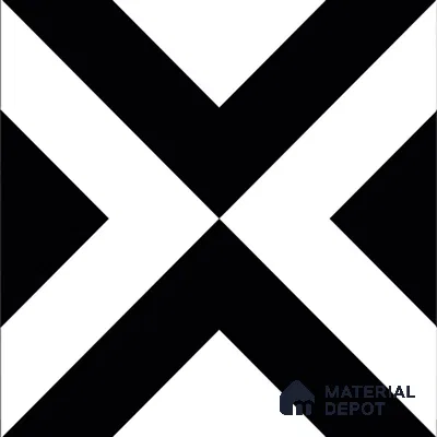 Moroccan Wall & Floor Tile TL 01438 Black & White 2 ft x 2 ft Matte Finish Vitrified Tile - 9 mm | Suitable For Kitchen, Bathroom, Dining Area | Please Expect a Slight Variation of Pattern