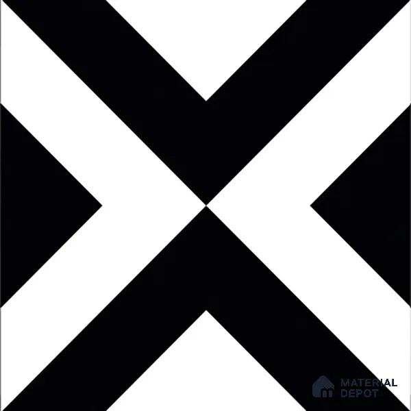 Moroccan Wall & Floor Tile TL 01438 Black & White 2 ft x 2 ft Matte Finish Vitrified Tile - 9 mm | Suitable For Kitchen, Bathroom, Dining Area | Please Expect a Slight Variation of Pattern