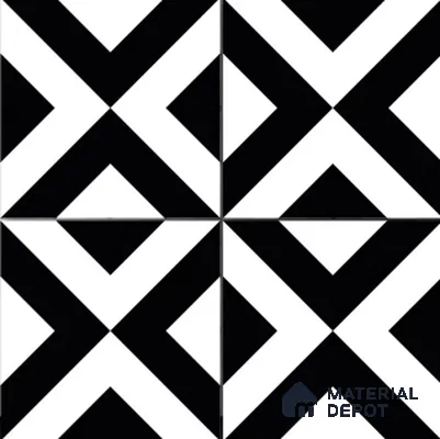 Moroccan Wall & Floor Tile TL 01438 Black & White 2 ft x 2 ft Matte Finish Vitrified Tile - 9 mm | Suitable For Kitchen, Bathroom, Dining Area | Please Expect a Slight Variation of Pattern