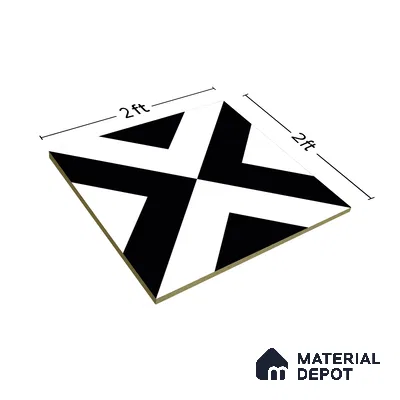 Moroccan Wall & Floor Tile TL 01438 Black & White 2 ft x 2 ft Matte Finish Vitrified Tile - 9 mm | Suitable For Kitchen, Bathroom, Dining Area | Please Expect a Slight Variation of Pattern