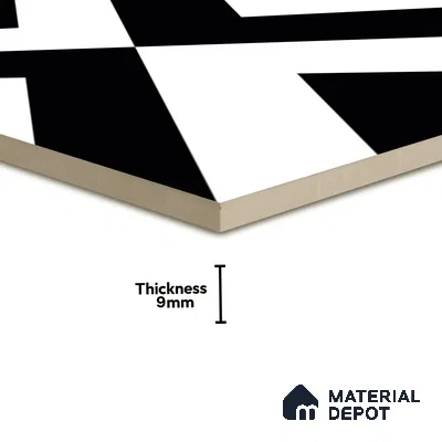 Moroccan Wall & Floor Tile TL 01438 Black & White 2 ft x 2 ft Matte Finish Vitrified Tile - 9 mm | Suitable For Kitchen, Bathroom, Dining Area | Please Expect a Slight Variation of Pattern