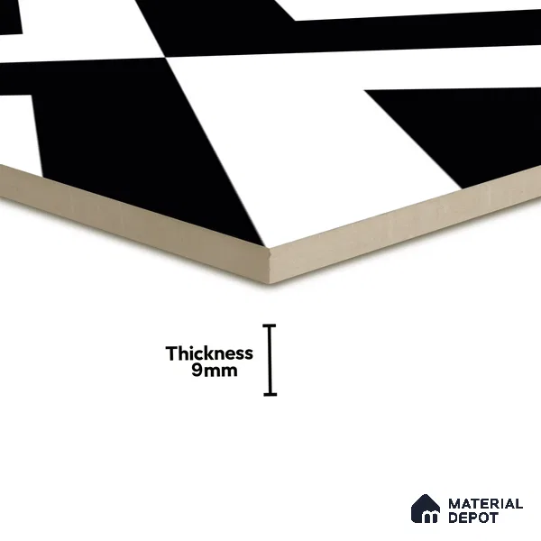 Moroccan Wall & Floor Tile TL 01438 Black & White 2 ft x 2 ft Matte Finish Vitrified Tile - 9 mm | Suitable For Kitchen, Bathroom, Dining Area | Please Expect a Slight Variation of Pattern