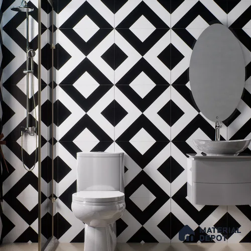 Moroccan Wall & Floor Tile TL 01438 Ex Monochrome 2 ft x 2 ft Matte Finish Vitrified Tile - 9 mm | Suitable For Kitchen, Bathroom, Foyer | Please Expect a Slight Variation of Pattern