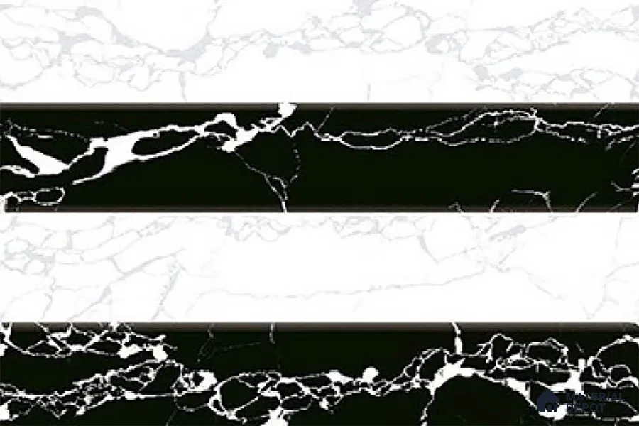 TL 01902 B Black & White Highlighter 18 x 12 inch Glossy Finish Ceramic Wall Tile - 6 mm