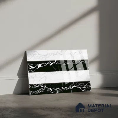 TL 01902 B Black & White Highlighter 18 x 12 inch Glossy Finish Ceramic Wall Tile - 6 mm