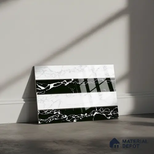TL 01902 B Black & White Highlighter 18 x 12 inch Glossy Finish Ceramic Wall Tile - 6 mm