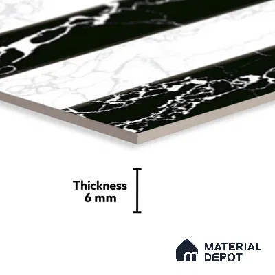 TL 01902 B Black & White Highlighter 18 x 12 inch Glossy Finish Ceramic Wall Tile - 6 mm