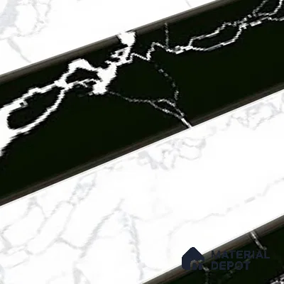 TL 01902 B Black & White Highlighter 18 x 12 inch Glossy Finish Ceramic Wall Tile - 6 mm