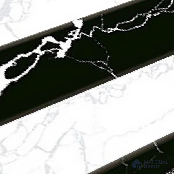 TL 01902 B Black & White Highlighter 18 x 12 inch Glossy Finish Ceramic Wall Tile - 6 mm