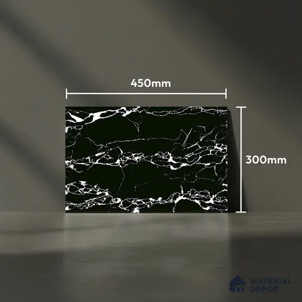 TL 01902 C Black Dark 18 x 12 inch Glossy Finish Ceramic Wall Tile - 6 mm