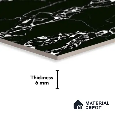 TL 01902 C Black Dark 18 x 12 inch Glossy Finish Ceramic Wall Tile - 6 mm