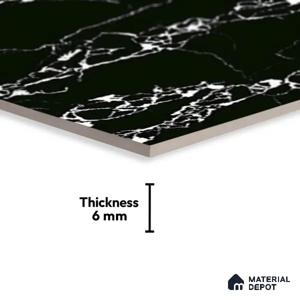 TL 01902 C Black Dark 18 x 12 inch Glossy Finish Ceramic Wall Tile - 6 mm
