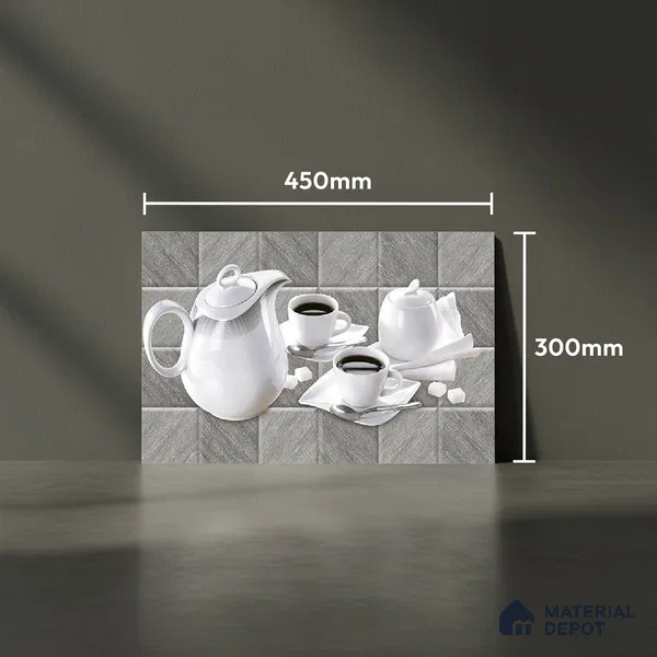TL 01943 B Ash Grey & White Highlighter 1 18 x 12 inch Glossy Finish Ceramic Wall Tile - 6 mm