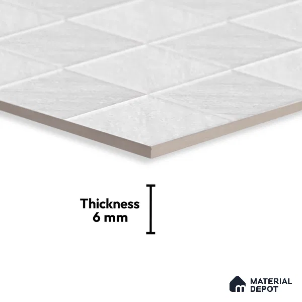 TL 01943 A Blanc White Light 18 x 12 inch Glossy Finish Ceramic Wall Tile - 6 mm