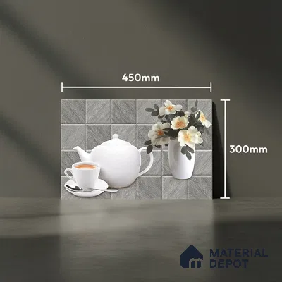 TL 01943 C Ash Grey & Ice White Highlighter 2 18 x 12 inch Glossy Finish Ceramic Wall Tile - 6 mm