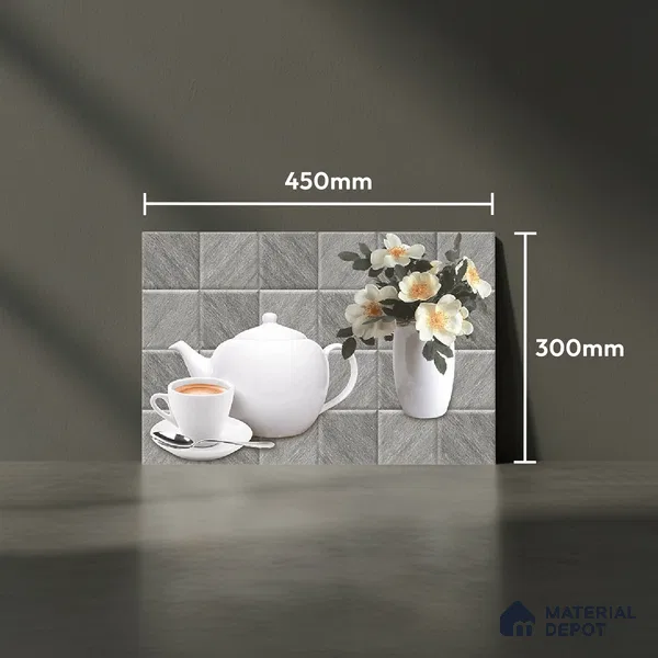 TL 01943 C Ash Grey & Ice White Highlighter 2 18 x 12 inch Glossy Finish Ceramic Wall Tile - 6 mm