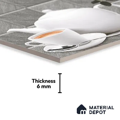 TL 01943 C Ash Grey & Ice White Highlighter 2 18 x 12 inch Glossy Finish Ceramic Wall Tile - 6 mm