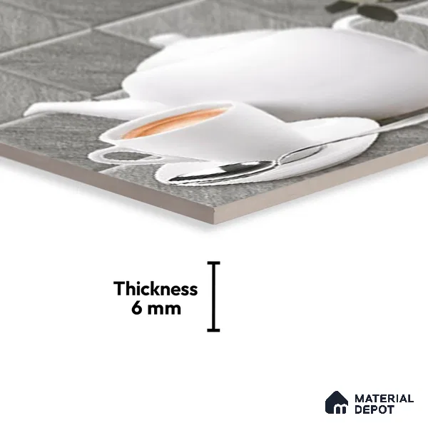 TL 01943 C Ash Grey & Ice White Highlighter 2 18 x 12 inch Glossy Finish Ceramic Wall Tile - 6 mm